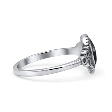 Oval Vintage Style Statement Fashion Thumb Ring Simulated Black Onyx Oxidized 925 Sterling Silver
